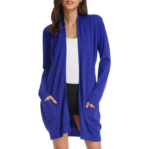 Women Blue GRACE KARIN Essential Open Front Long Knited Cardigan Sweater Women